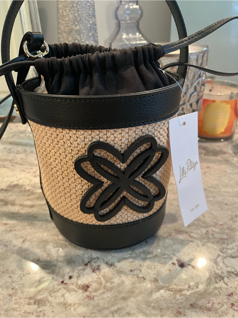 Lilly Pulitzer Malia Raffia Natural Straw Bucket Crossbody “Sunbaked Tan” - Picture 8 of 12